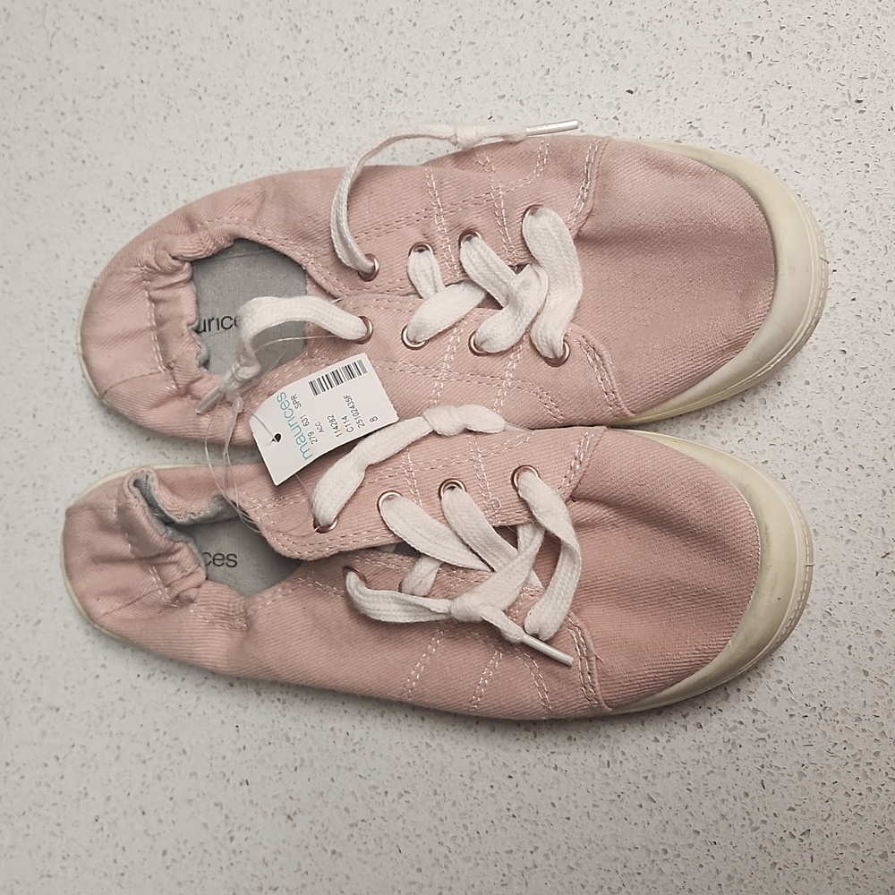 Maurices NWT Mariah Light Pink Flat Sneakers Size 8 - Picture 1 of 6